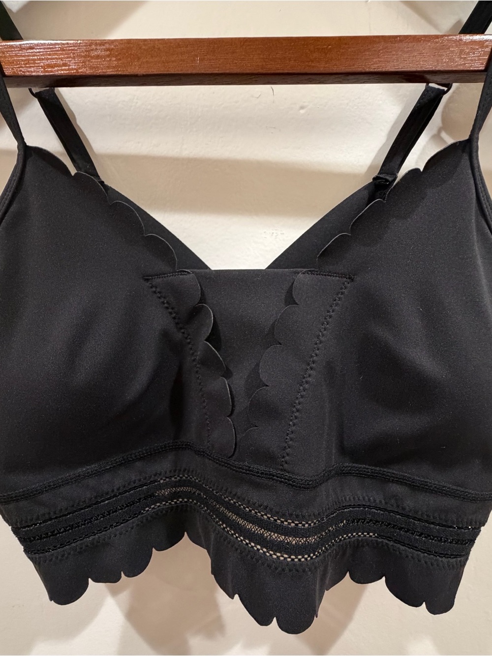 FP Movement by Free People Black Scallop-Trim Bralette